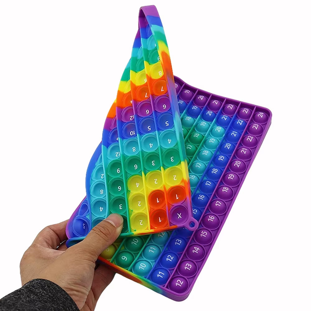 12X12 Multiplication 12+12 Addition Push Its Pop Bubble Fidget Toys, Right Angle Rainbow Educational Teaching Toys