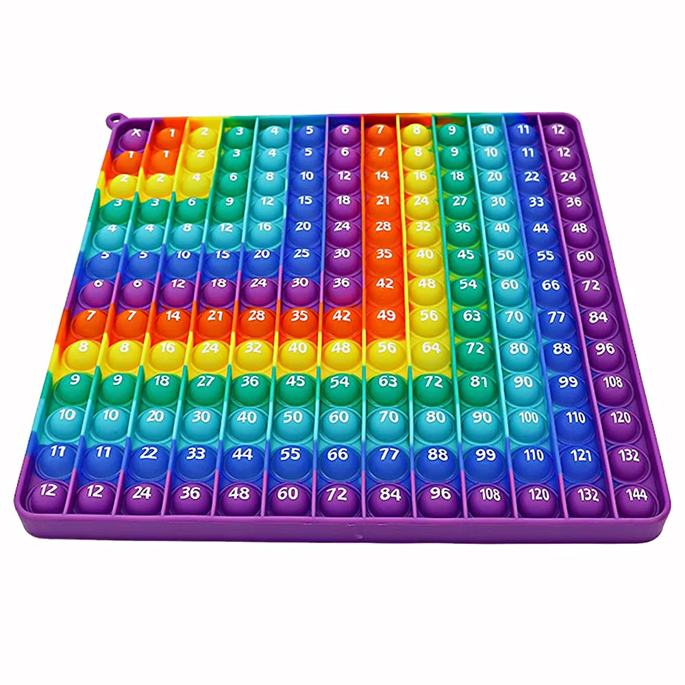 12X12 Multiplication 12+12 Addition Push Its Pop Bubble Fidget Toys, Right Angle Rainbow Educational Teaching Toys